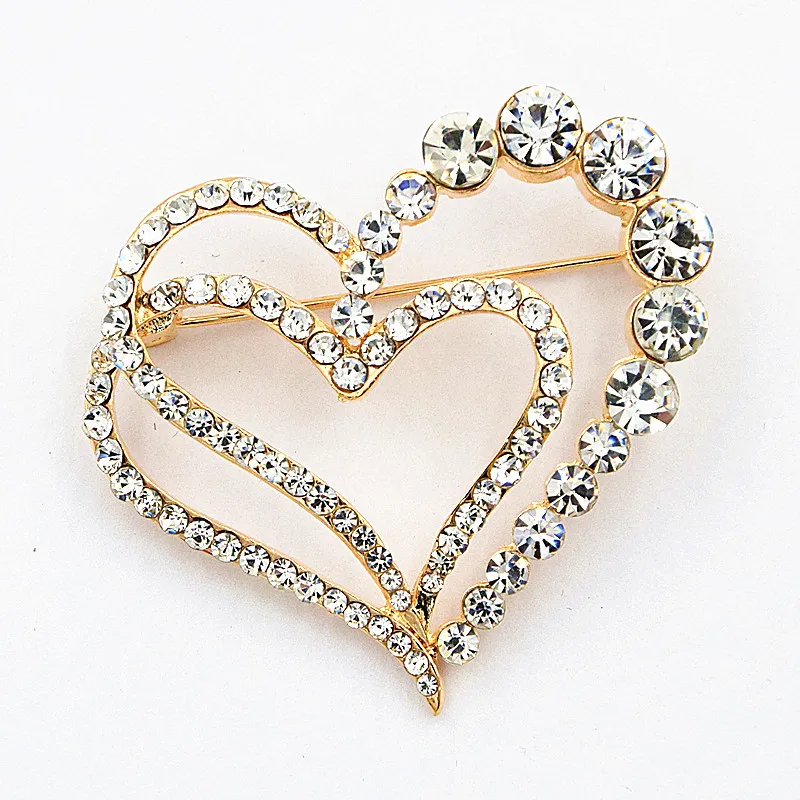 جودة عالية مذهلة بلورات حجر الراين واضح القلب بروش الماس بروش ل باقة الزفاف رشيقة النساء الدبابيس