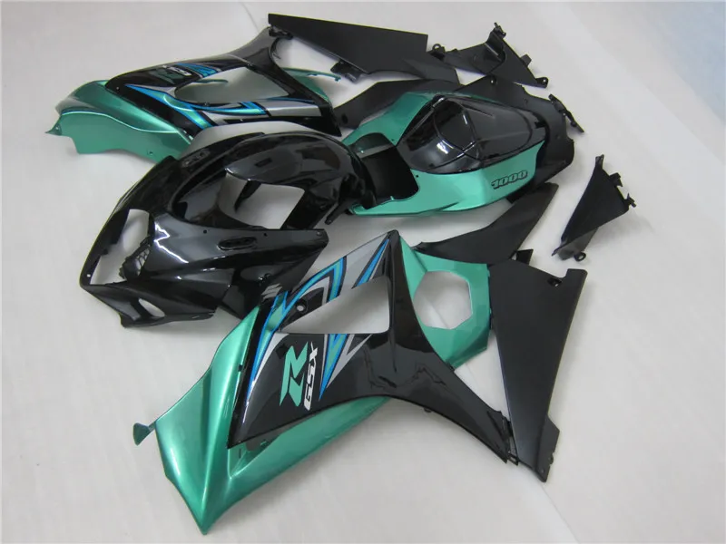 High quality ABS plastic fairing kit for Suzuki GSXR1000 07 08 black green bodywork fairings set GSXR1000 2007 2008 OT45