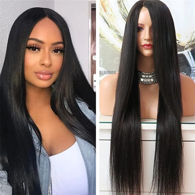 Lager Humanhair Lace Wigs Silk Straight 10a Top Quality Malaysian Virgin Human Hair13x4 Spets Frontal Wig For Black Woman Fast Express Delivery