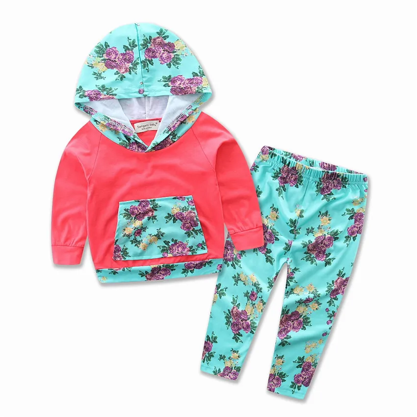 set di abbigliamento bambini in due pezzi con stampa a righe abbigliamento invernale bambini con cappuccio e pantaloni abiti ragazze ragazzi vestiti bambini ragazza di fiori 893