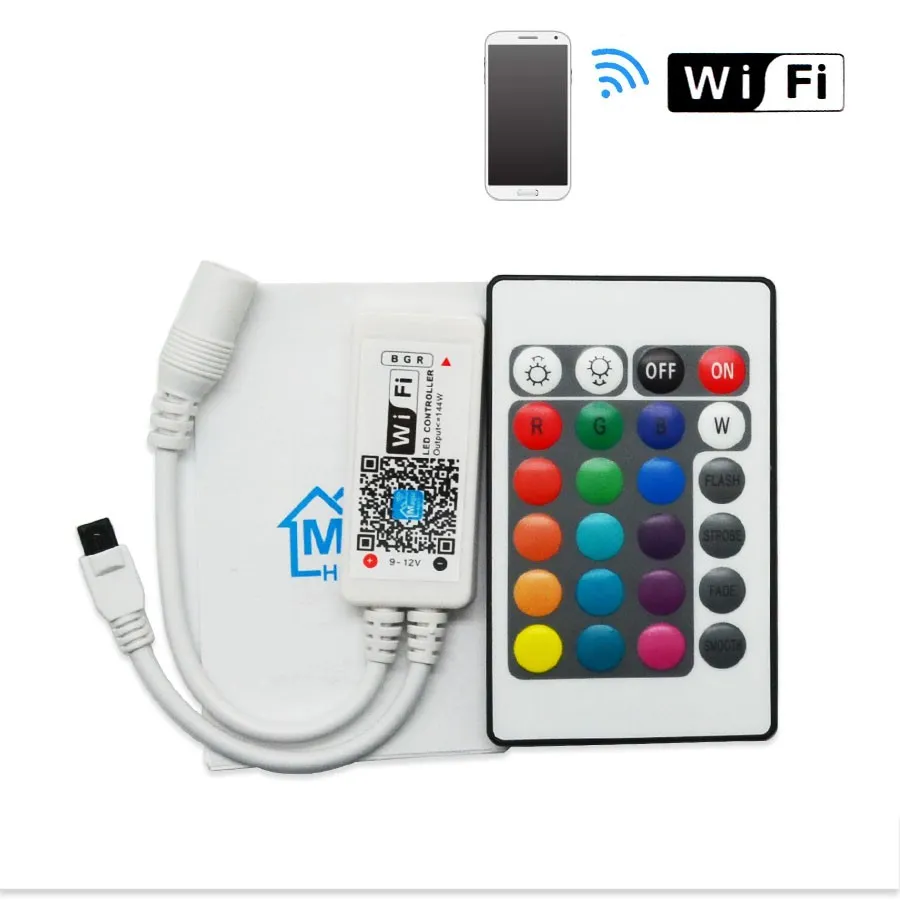 LED MIni WIFI RGB controller RGBW Controller with 24key remote IOS/Android Mobile Phone wireless for RGB / RGBW LED Strip DC5-12V