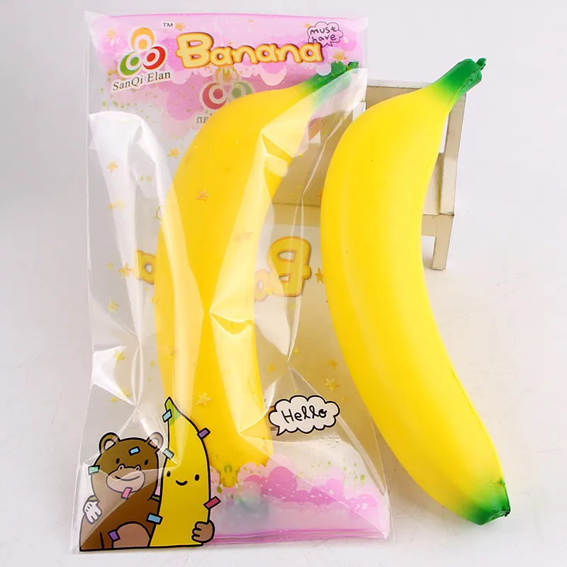 Groothandel Squishy Banana 18 * 4 cm Charme Slow Rising Soft Animal Collection Decor Cat Head Packaging Accessories