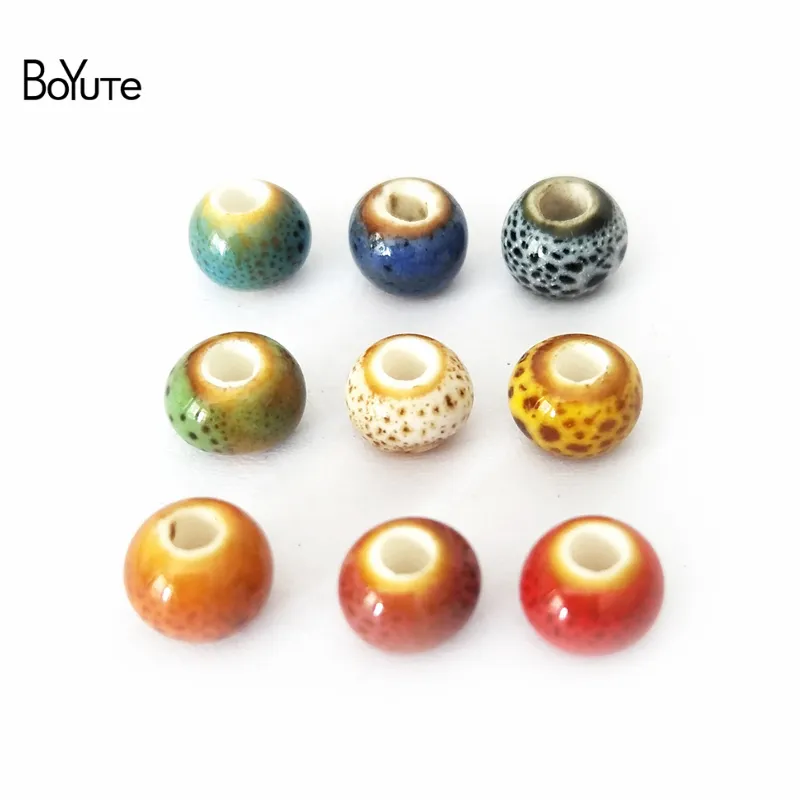 Boyute 100 SZTUK 6mm Handmade Ceramiczne Koraliki Hurtownie Porcelan DIY Koraliki Biżuteria Robi w 6 kolorach Okrągły kształt koraliki