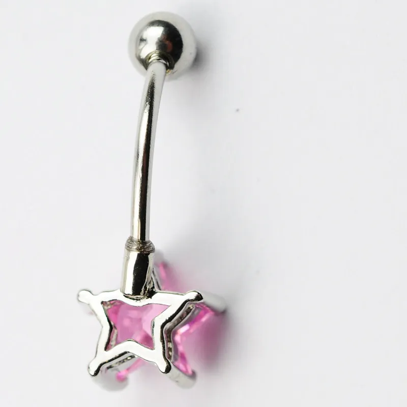 YYJFF D0293   pink belly ring nice star style with piercing jewelry navel body