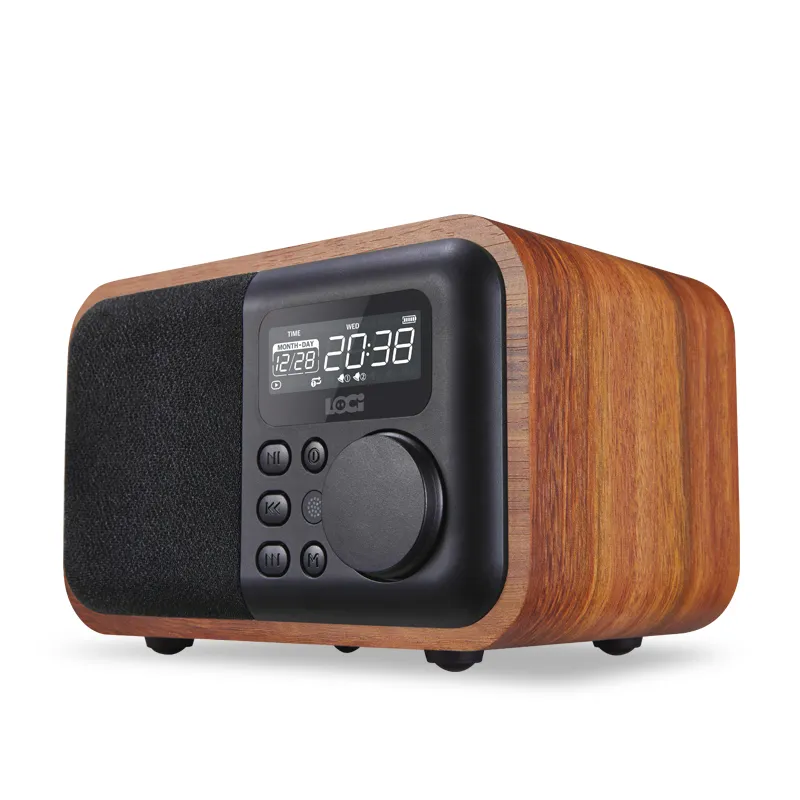 Multimedya Ahşap Bluetooth Hands-Ücretsiz Micphone Hoparlör Ibox D90 FM Radyo Çalar Saat TF / USB MP3 Çalar Retro Ahşap Kutusu Bambu Subwoofer