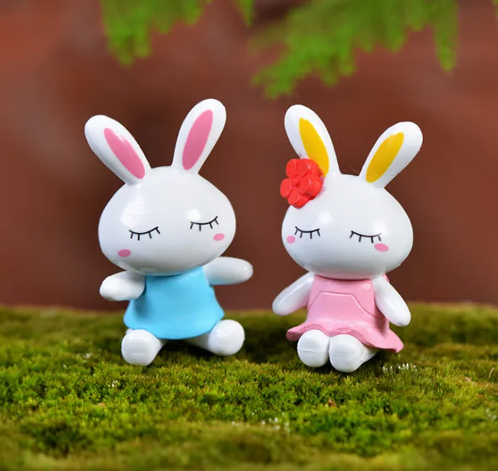 kawaii 3option mini couple's rabbit and dog fairy miniature color as pic for garden and home decor usage,anime cartoon figure