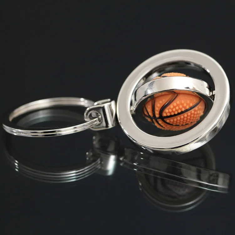 Ny roterande golf basketboll fotboll nyckel kedja nyckel ring minne gåva presentanpassning kr029 nyckelringar blandar order 20 stycken mycket