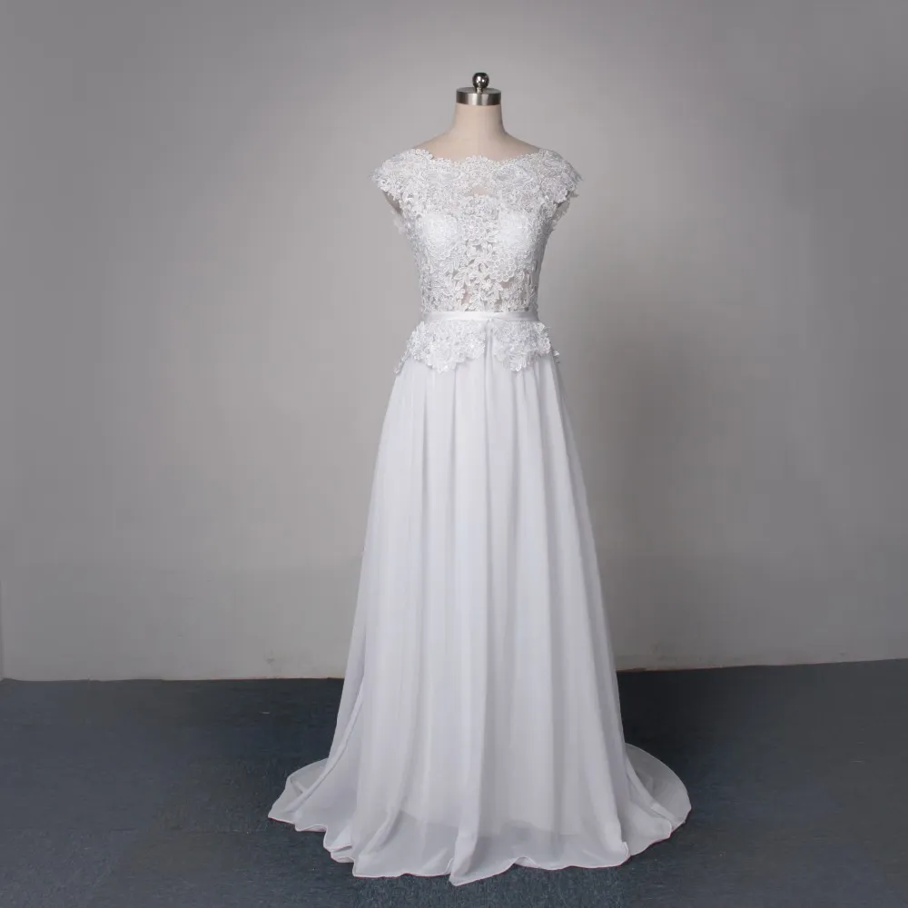 2019 Aline dentelle robes de mariée style simple pas cher dos nu femmes sans manches grande taille blanc ivoire robes de mariée élégantes7861093