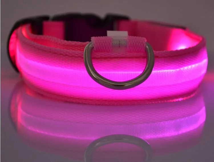 Collares LED para perros, correas, Collar de nailon para perros, luz de seguridad nocturna, luz intermitente que brilla en la oscuridad, correa para perros pequeños y mascotas