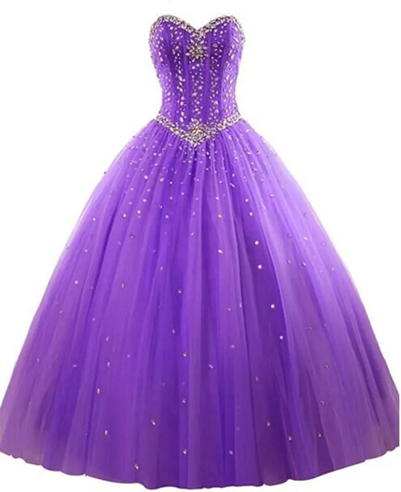 2017 New Elegant Ball Gown Tulle Quinceanera Dresses With Beads Sweet 16 Dresses 15 Year Prom Party Gowns WD1015