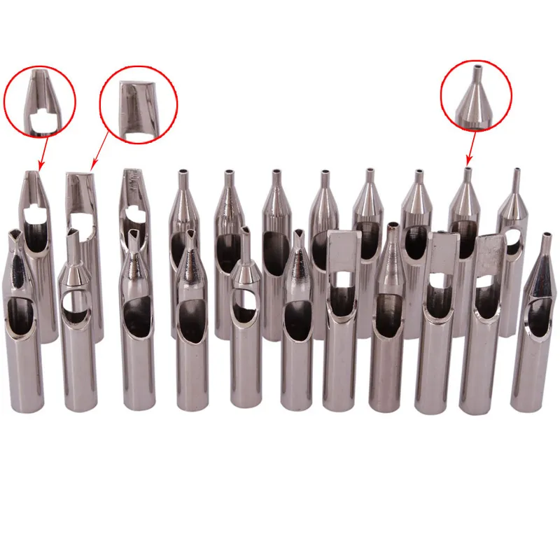 Wholesale 304 Stainless Steel Tattoo Tips Kit Tattoo Nozzle Tips Mix Set For Tattoo Needles Accessories