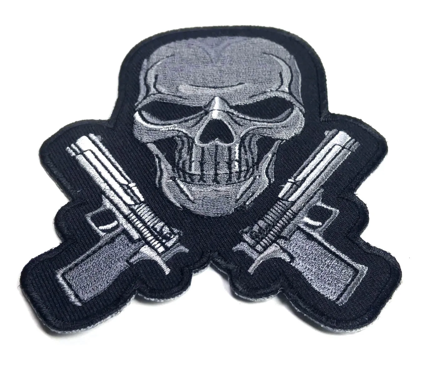 Black and White Guns and Skull Metal Geborduurd ijzer op DIY Applique Back Patch - 3,5 * 4,25 INCH Gratis verzending