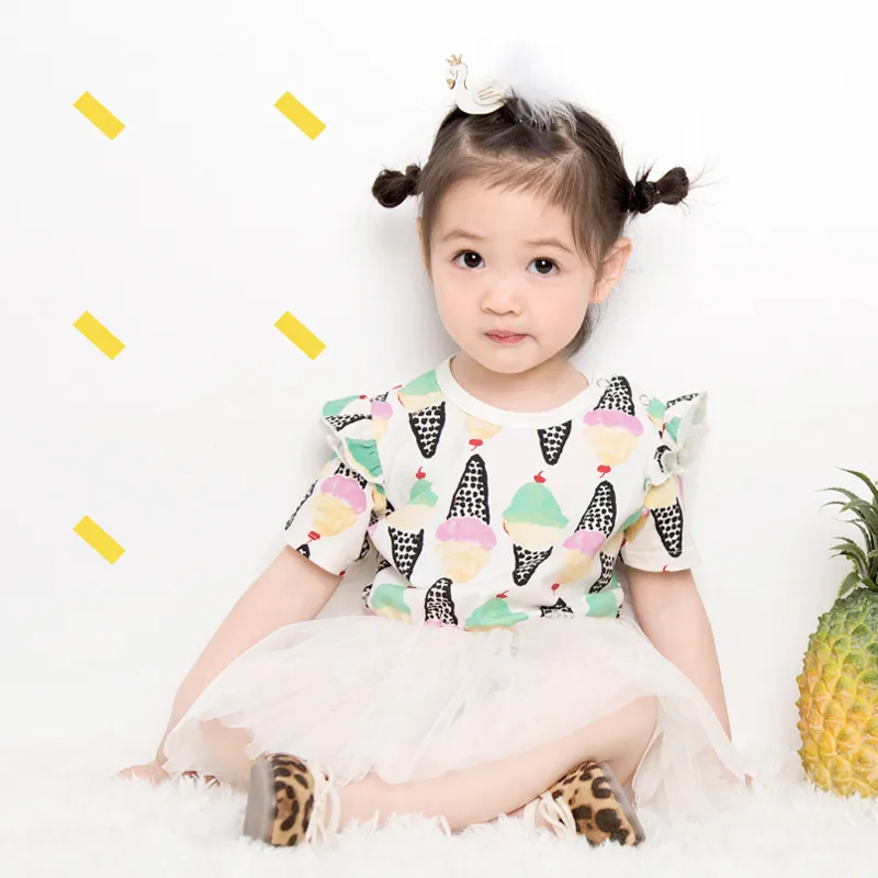 Ice cream printed baby girls dress INS summer kids skirts children tutu dresses babies clothing5820855