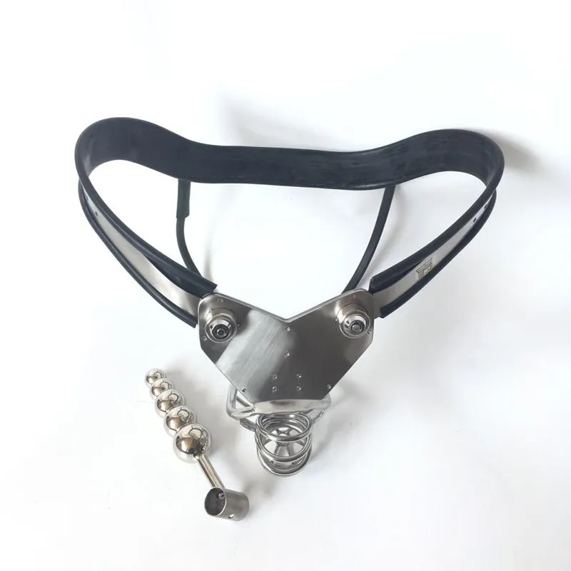 stainless steel male chastity belt summer style Breathable cock cage arc waist male device with anal plug sex produts for man