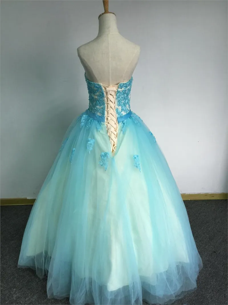 2017 Sweetheart Crystal Ball Gown Quinceanera Dresses with Appliques Tulle Lace Up Sweet 16 Dresses Vestido Debutante Gowns BQ11