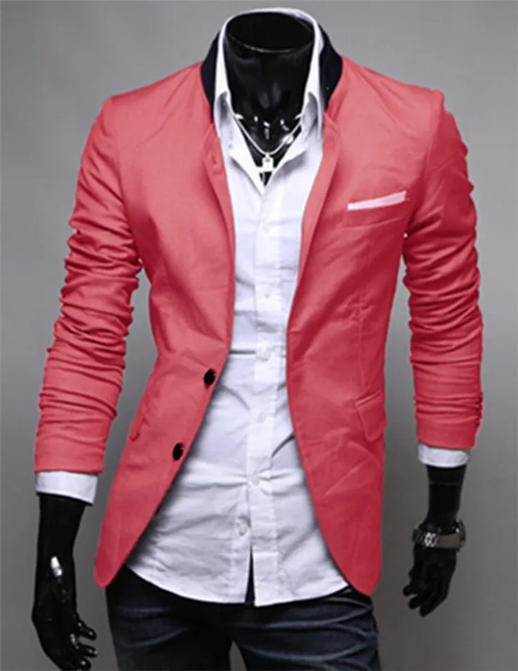 Fashion Winter Black Red Gray Mens Casual Clothes Cotton Long Sleeve Casual Slim Fit Stylish Suit Blazer Coats Jackets