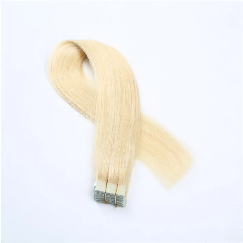 Extensions de cheveux naturels européens Remy lisses, trame cutanée sans couture, mélange de couleurs, 10 à 24 pouces, 10/20 pièces, Extensions de cheveux à bande adhésive