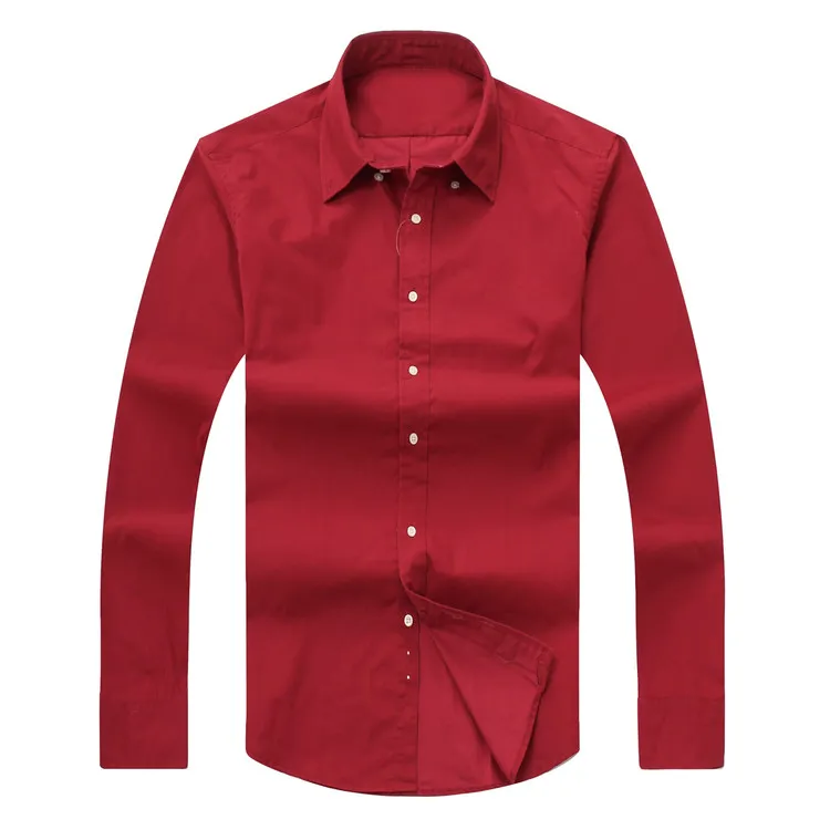 2017 nouvelle automne chemise à manches longues pour hommes chemise en coton polo pour hommes décontracté solide coupe régulière chemises pour hommes mode livraison gratuite