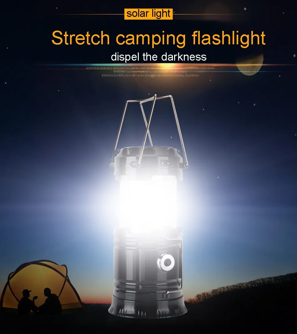Portable Solar Flashlights And Lanterns With 6 Rechargeable LEDs