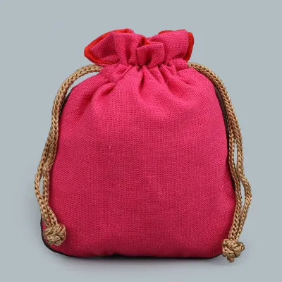 Blank Plain Small Cloth Bag Drawstring Jewelry Pouch Gift Packaging Pocket Cotton Linen DIY Empty Candy Tea Storage Bag vanilla Sa8895484