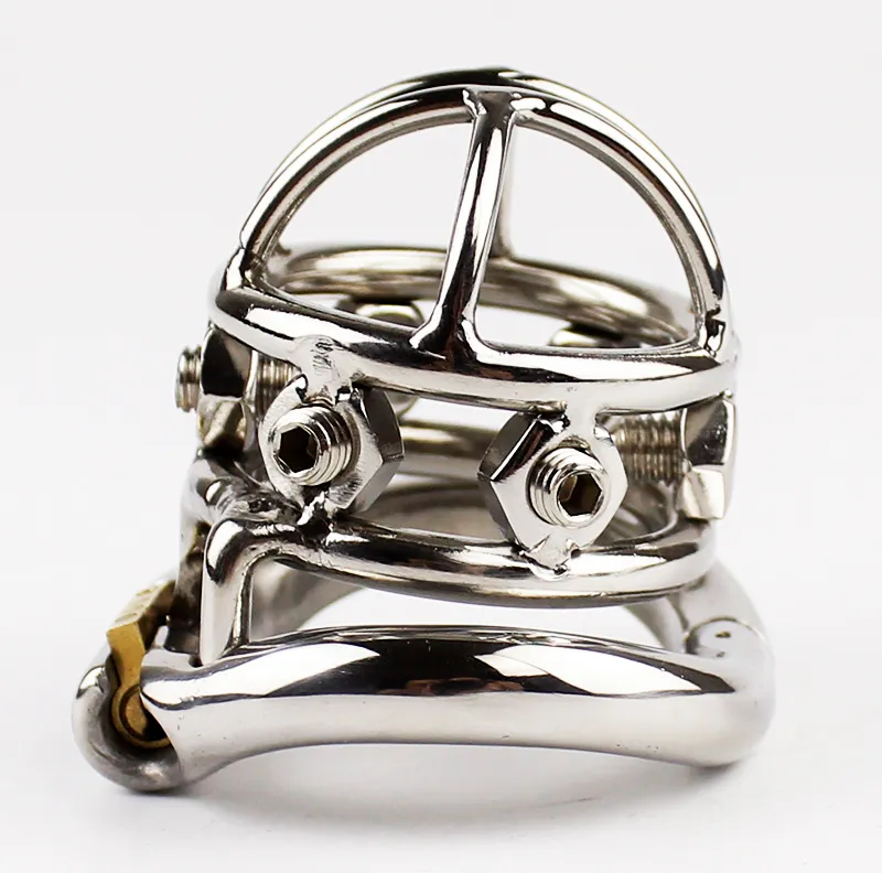 New Unique Design Male Chastity Devices with Removable Sharp Screw Stainless Steel Penis Stimulate Chastity Cage Cock Ring