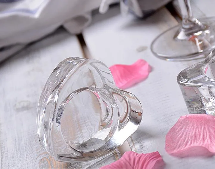 szklany świecznik w kształcie serca świeczniki na podgrzewacze wesele dekoracje na wieczór panieński rocznica zaręczyny sprzyja