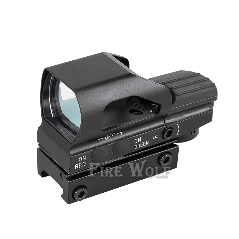 FIRE WOLF Tactical Holographic Red Green Dot Reflex 4 Riktmärke Sikteskopa 20mm Weaver Rail Mount