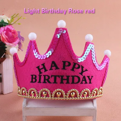 Non-Woven fabrics Led light birthday hat celebration hat crown girls and boys are in common use Festive & Party Supplies wholesale