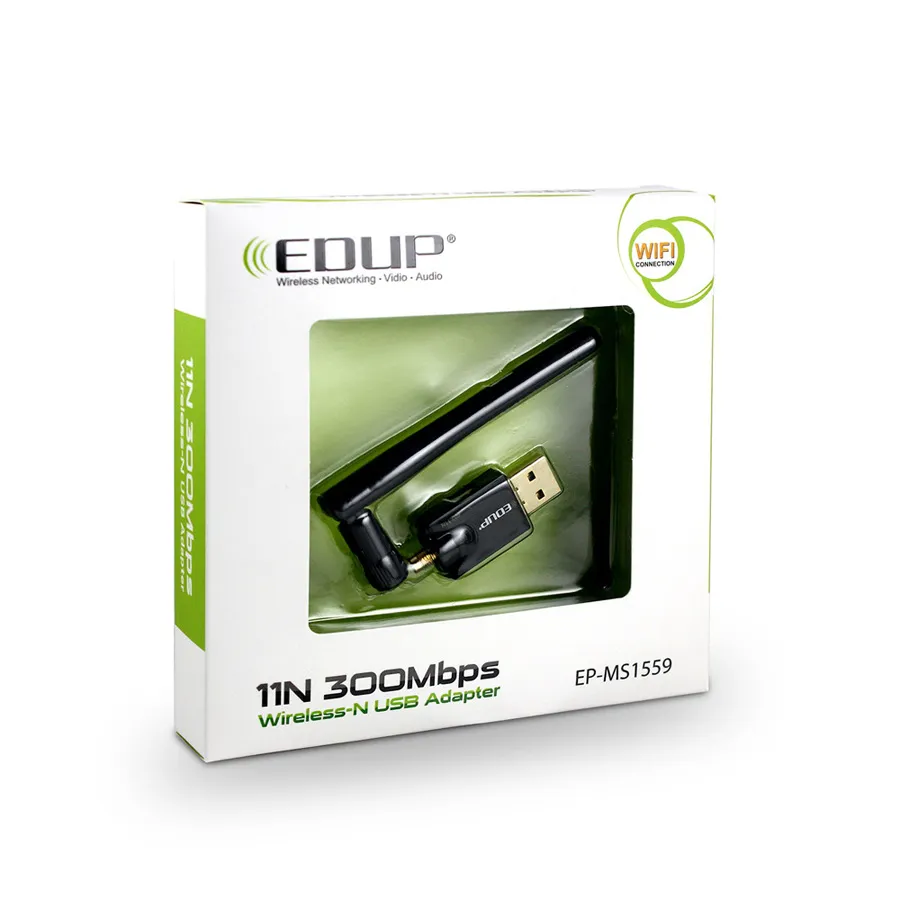 Nuovo adattatore per scheda di rete WiFi wireless EDUP EP-MS1559 Mini 802.11N 300Mbps USB con antenna 2dbi