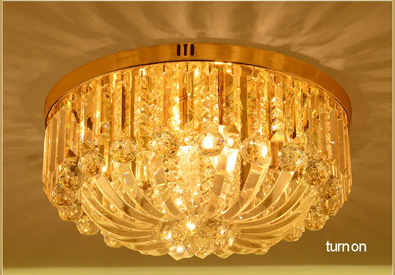 LED Modern Crystal Tak ljuskronor lampor Gold American Crystal Hanging Lights Fixture Home Indoor Chandelier Lighting 110V 220V D50CM H26CM