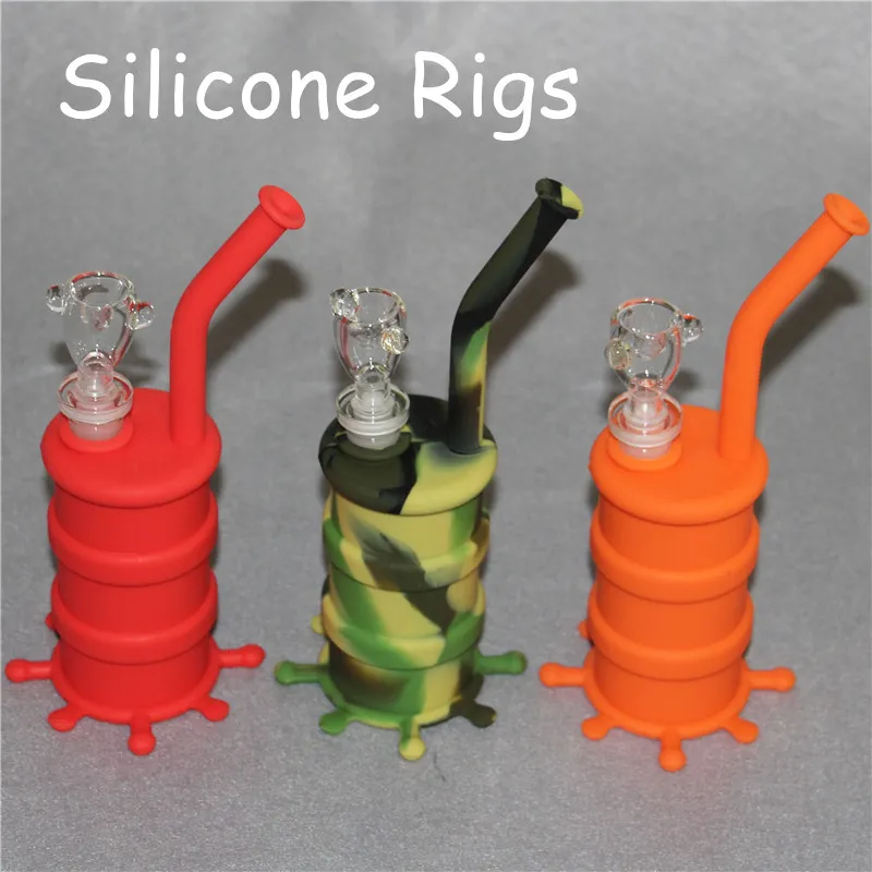 Silikonriggvattenledningar Hookah Bongs Silicon Dab Rigs Glass Nectar med Bowl Quartz Bangers