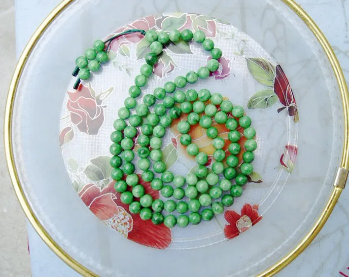 Grânulos de oração budista tibetana, handmade - jade verde retro charme, miçangas, colar de pulseira.