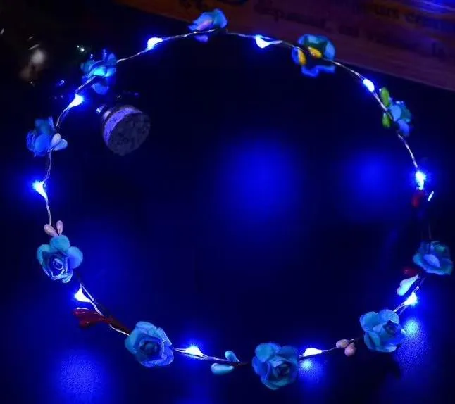 Led Flower Wreath Headband Crown Festival Floral Garland Bohemia for Park Wedding Headdress Glow Hair Band Hen Party favor Decor