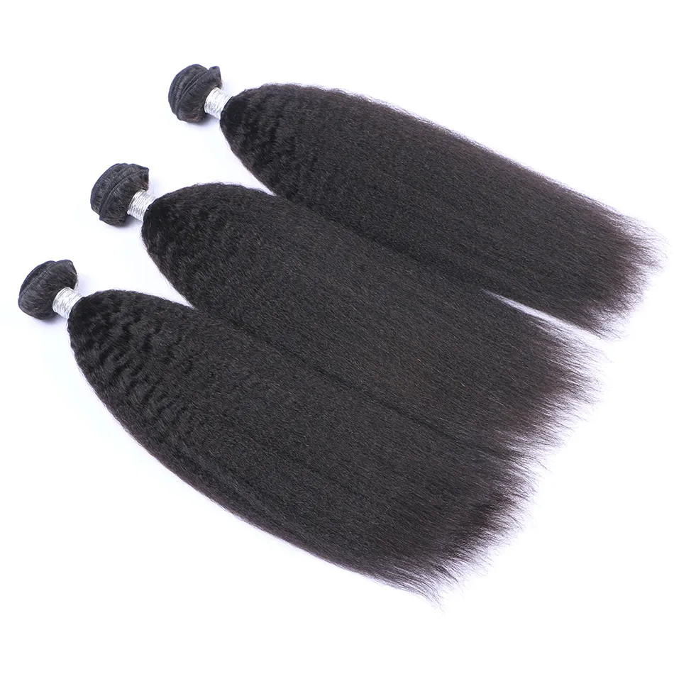 Paquetes de tejido de cabello humano virgen brasileño Kinky Straight 8A Extensiones de cabello recto peruano malasio indio mongol italiano grueso Yaki