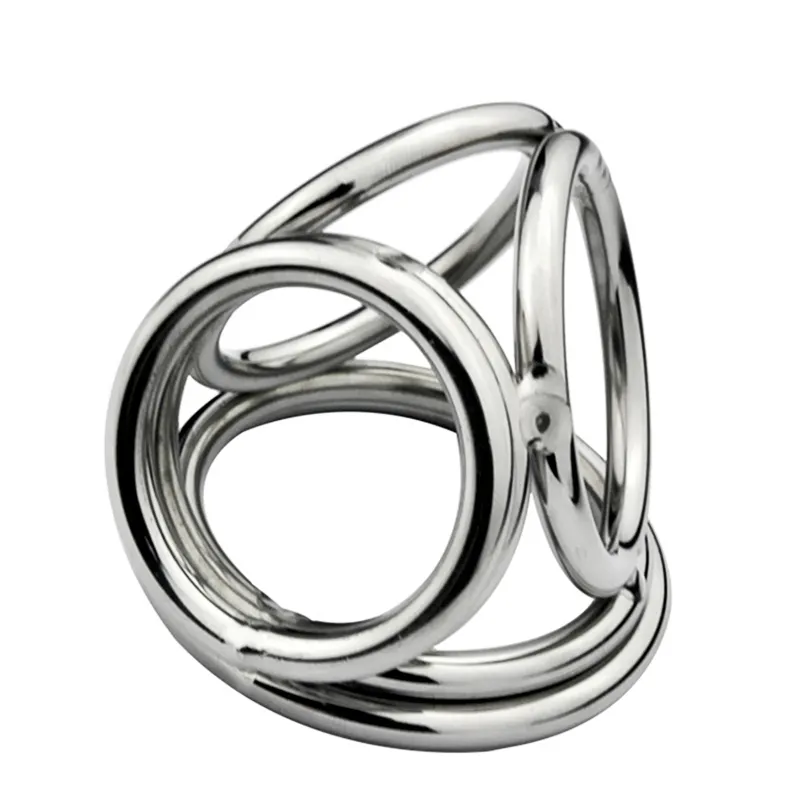 Novo masculino atraso brinquedos anéis de galo de aço novo estilo 4 buracos dois tamanhos pode escolher metal fetiche retardado ejaculação ring8625586