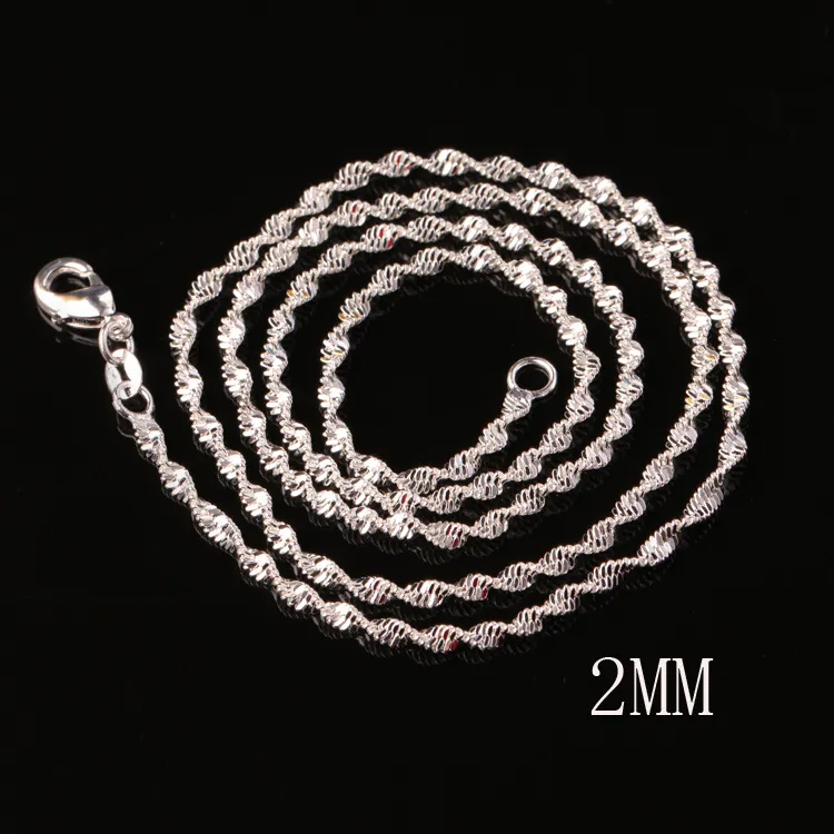 New 925 Silver twisted chain for 16-24inch wholesale drop shipping 2016 silver plated double water wave chain 2mm necklace