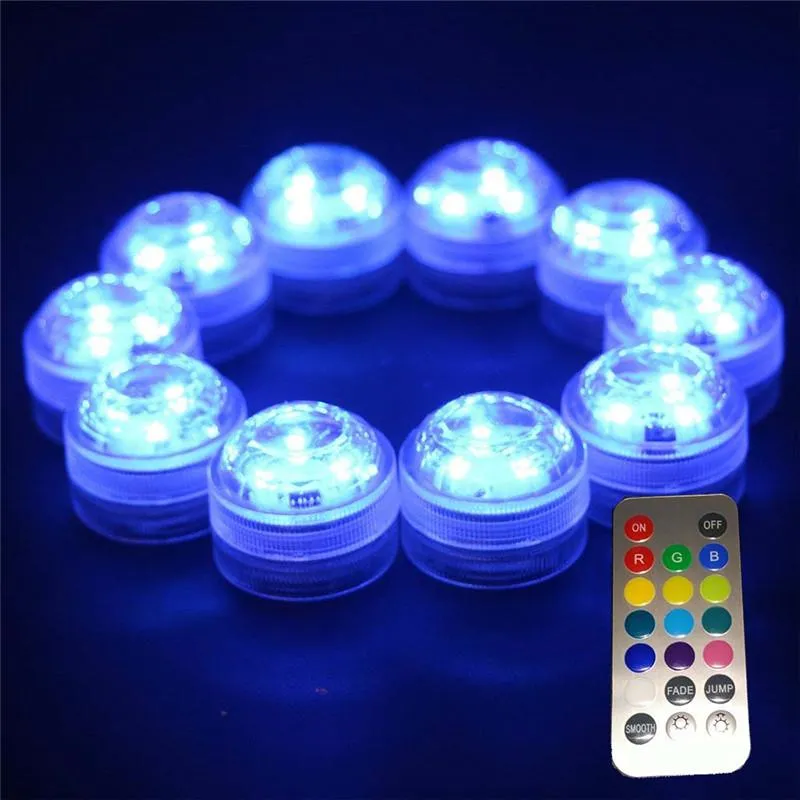 Świąteczne dekoracje Elektroniczne Świeca RGB Lekkie Romantyczne Wodoodporne Zanurzalne LED Light Tea Light for Wedding Party Valentine Floral Light