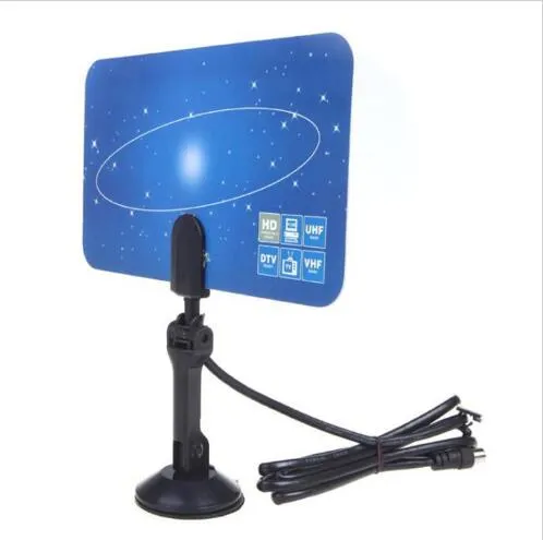 Antenne de télévision intérieure numérique HDTV DTV HD VHF UHF conception plate prise américaine/ue à Gain élevé nouveau récepteur d'antenne de télévision par DHL