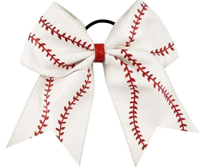 Yoga Hair Bands Baseball e Softball 7 polegadas Baseball Cabinho de arco de softball laço branco beisebol