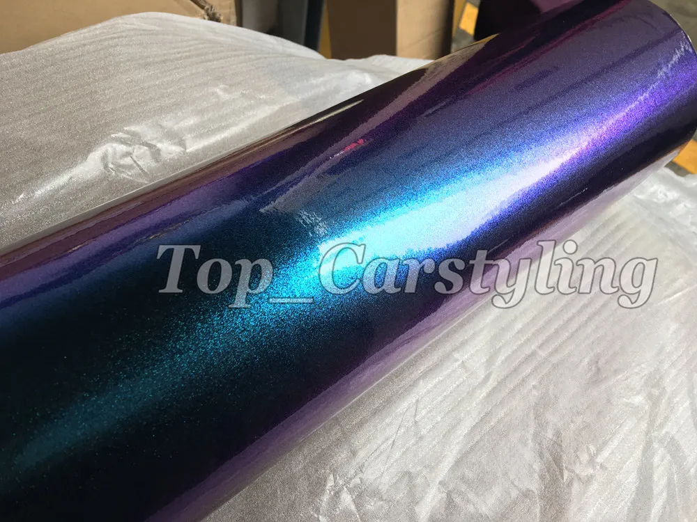 bLUE TO PURPLE Gloss Rainbow drift Chameleon Vinyl Car Wrap Film con bolle d'aria free / release Foglio di copertura 1.52x20m 5X67ft