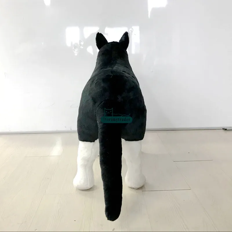 Dorimytrader Hot Giant Emulational Dog Plush Toy Stuffed Realistic Black Husky Doll Decoration Gifts for Children 39inch 100cm DY60975