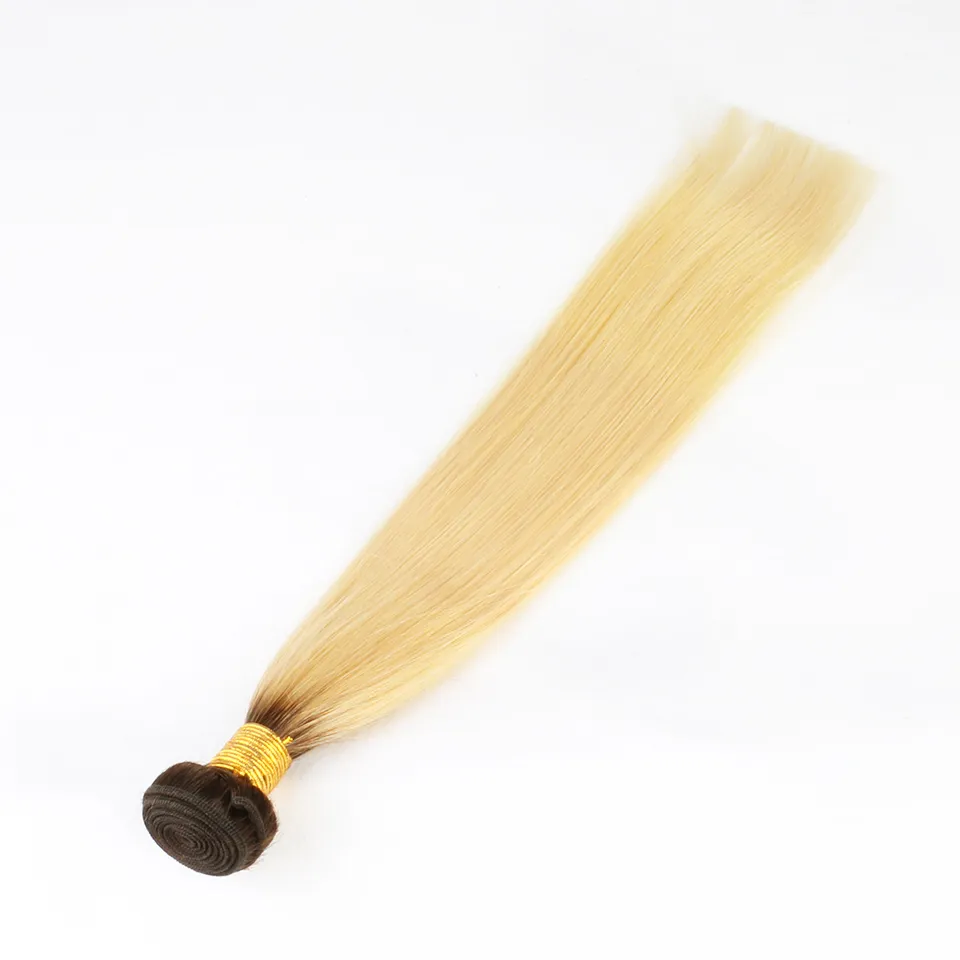 エリベスブラジルのオムレ髪の束1b 613ブラジルのバージンヘアエクステンションOmbre 1b /ブロンドの色ストレート3ピース送料無料