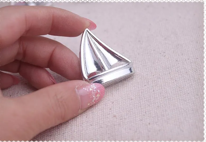 Silver Sailboat Place Card Holders with matching card For Beach Wedding and Party decorations