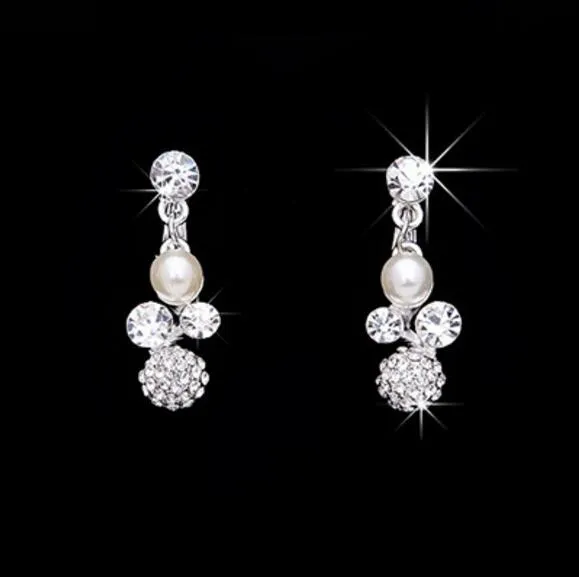 Nowe zestawy biżuterii ślubnej Crystal Wedding Crown kolczyki Naszyjnik
