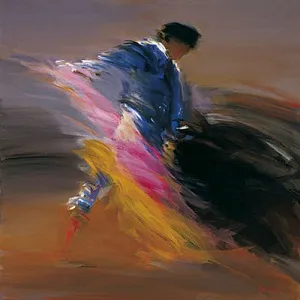 La Cape Bullfighting Torrero Spain Bull Handmålat Modern Abstrakt Väggkonst Oljemålning på Canvas Multi Size AB142