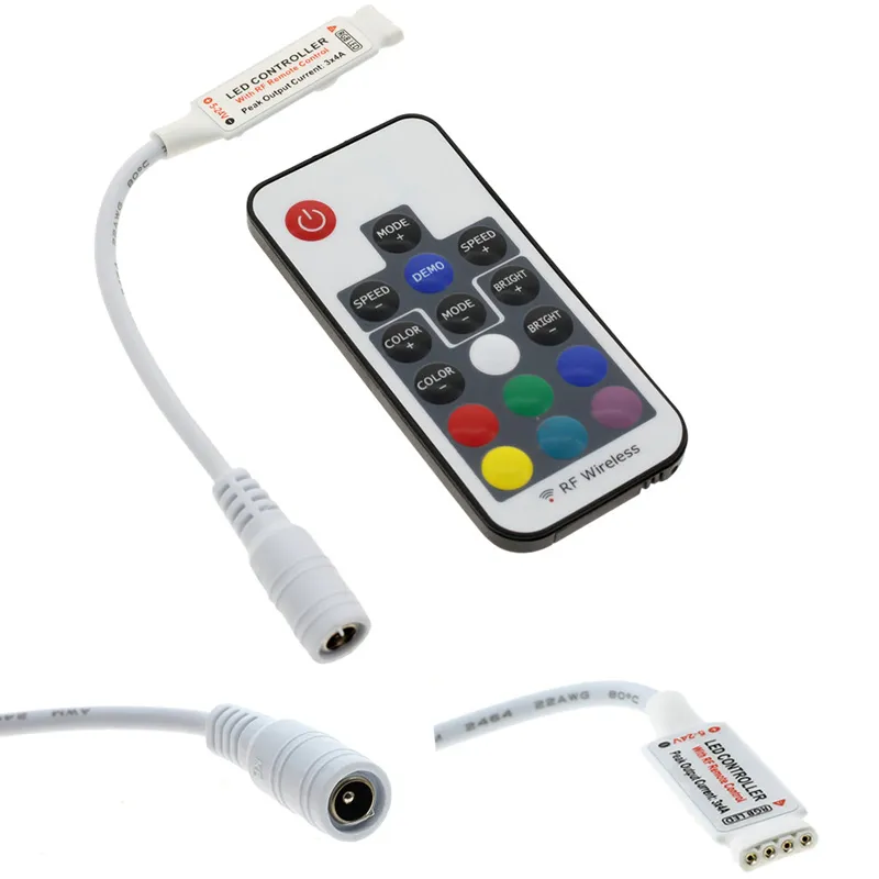 RGB Mini Controler DC 5-12V 12A 17key RF trådlös fjärrkontroll för 5050 3528 LED Strip