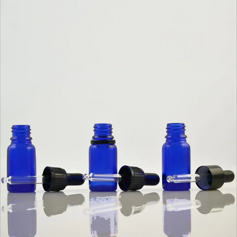 10ML زجاجات الزجاج الأزرق الصغيرة مع ختم سدادة + برغي كاب طلاء الأظافر زجاجات النفط الجرار الزجاج F2017846
