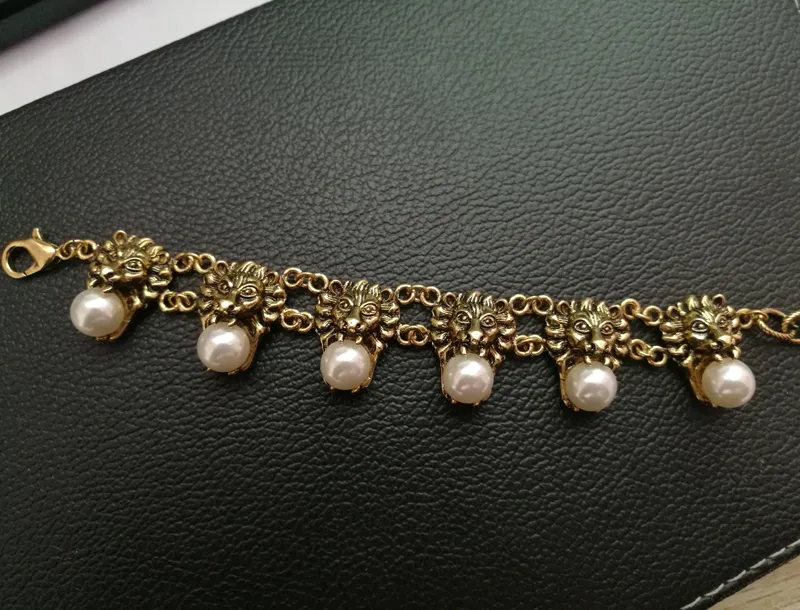 Nuovi braccialetti leo in metallo vintage le donne braccialetti di perle gioielli punk punk antichi antichi bijoux da donna accessorio femminile305j