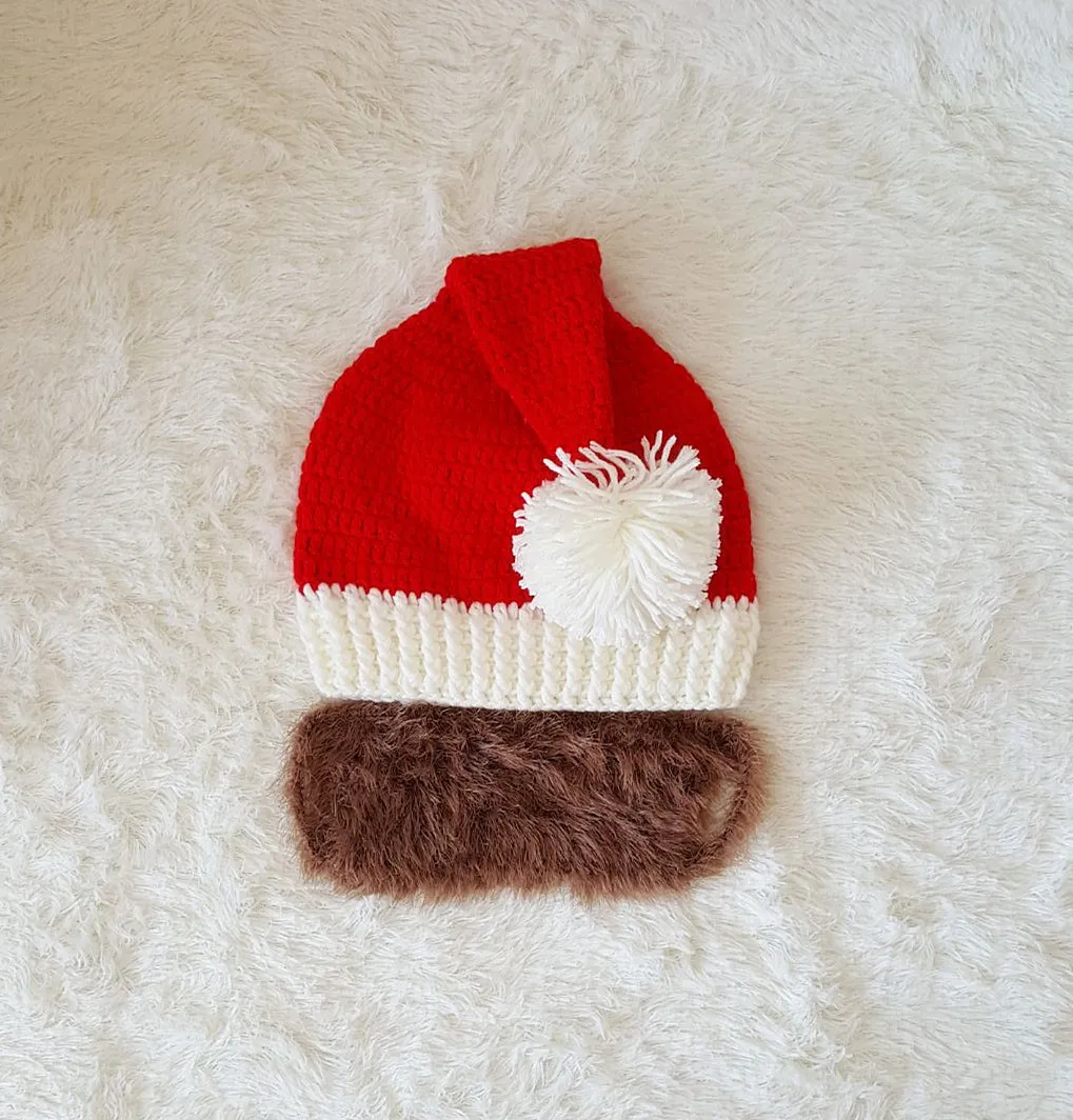 Männer Frauen Kreative Bart Neuheit Handgemachte Strickwolle Lustige Hut Weihnachtsfeier Weihnachtsmann Handgestrickte Mütze Unisex Geschenk