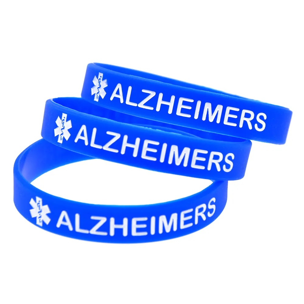 ALZHEIMERS Silicone Rubber Wristband for Elder Carry This Message As A Reminder in Daily Life